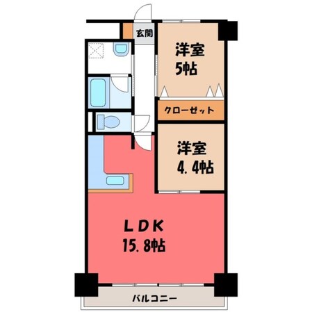 宇都宮駅東口駅 徒歩10分 4階の物件間取画像